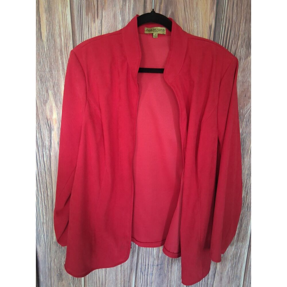 Notations red open front long sleeve cardigan size 2XL